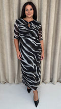 CurveWow Ruched Chest Keyhole Maxi Dress Tye Dye