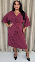 CurveWow Knot Dress Sparkle Pink