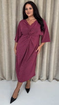 CurveWow Knot Dress Sparkle Pink