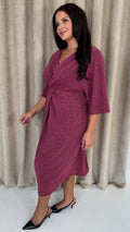 CurveWow Knot Dress Sparkle Pink