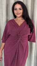 CurveWow Knot Dress Sparkle Pink