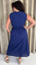 CurveWow Broderie Zip Front Dress Navy