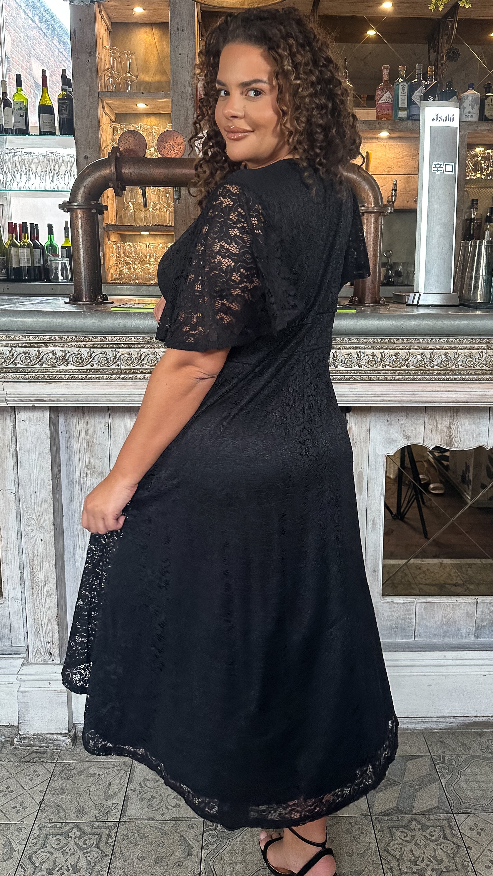 lace dip hem dress LACE DIP HEM DRESS Ev'ry Woman