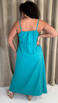 CurveWow Tie Front Cami Maxi Dress Teal
