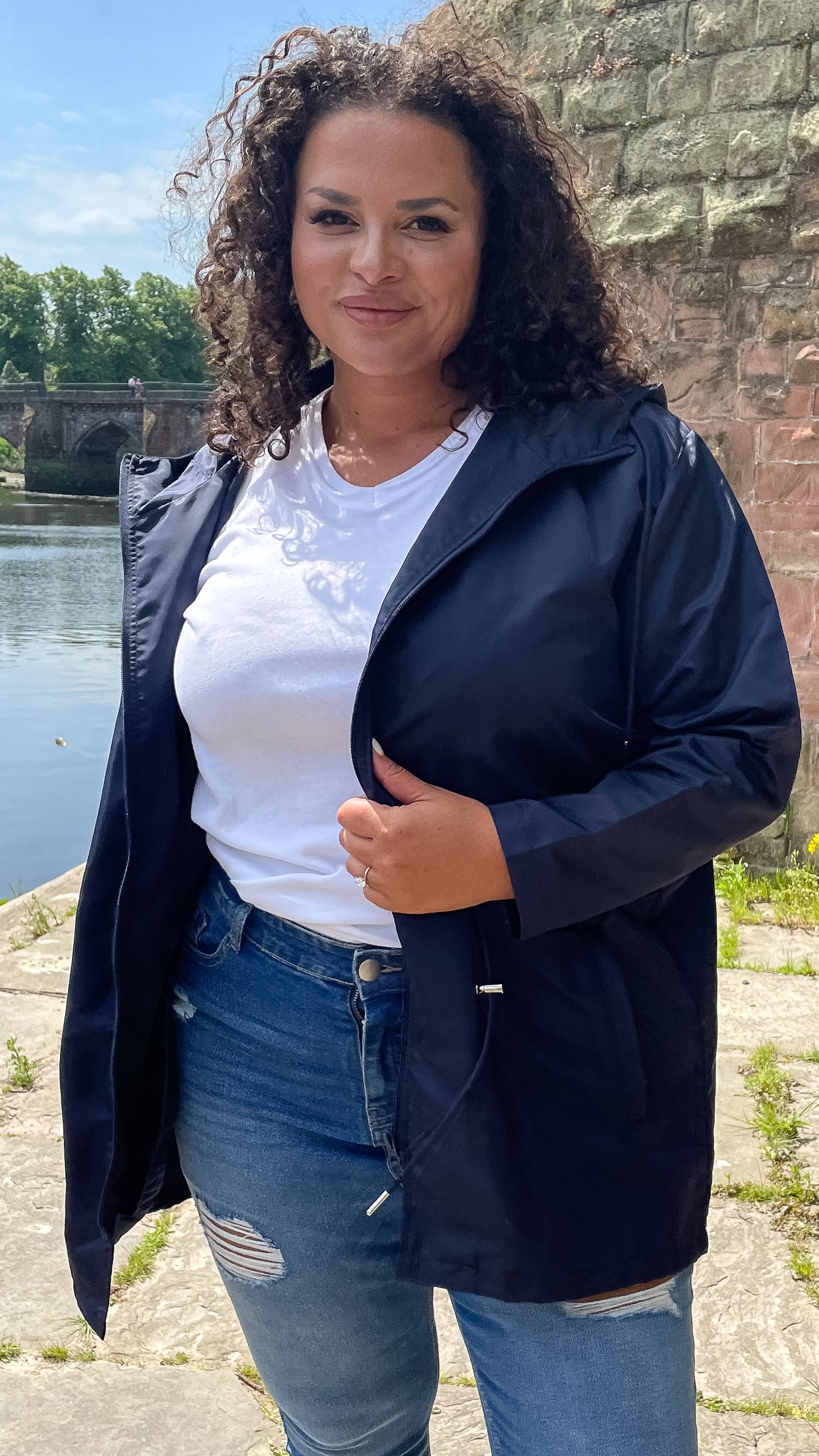 CurveWow Showerproof Parka Jacket Navy