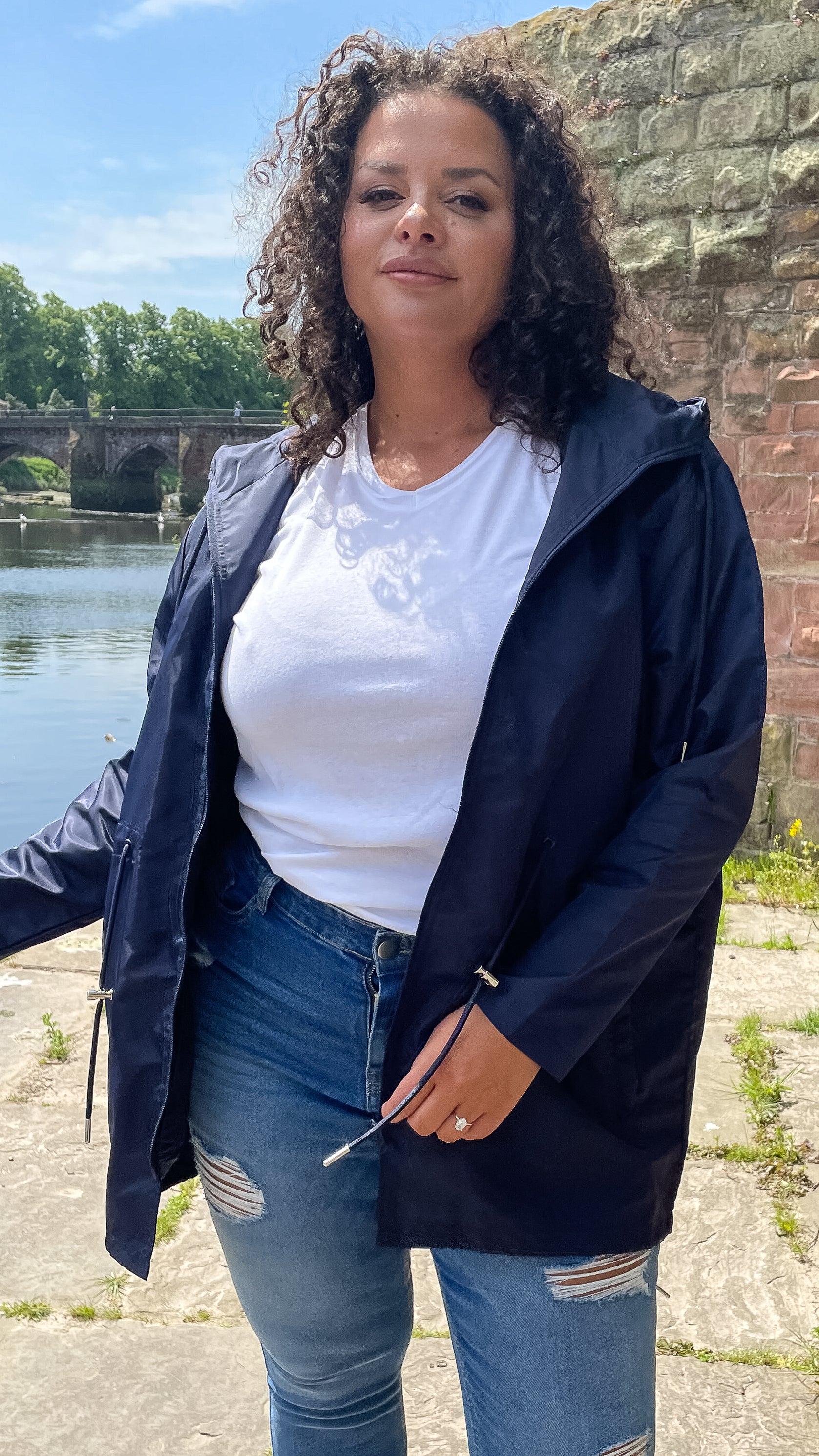 CurveWow Showerproof Parka Jacket Navy