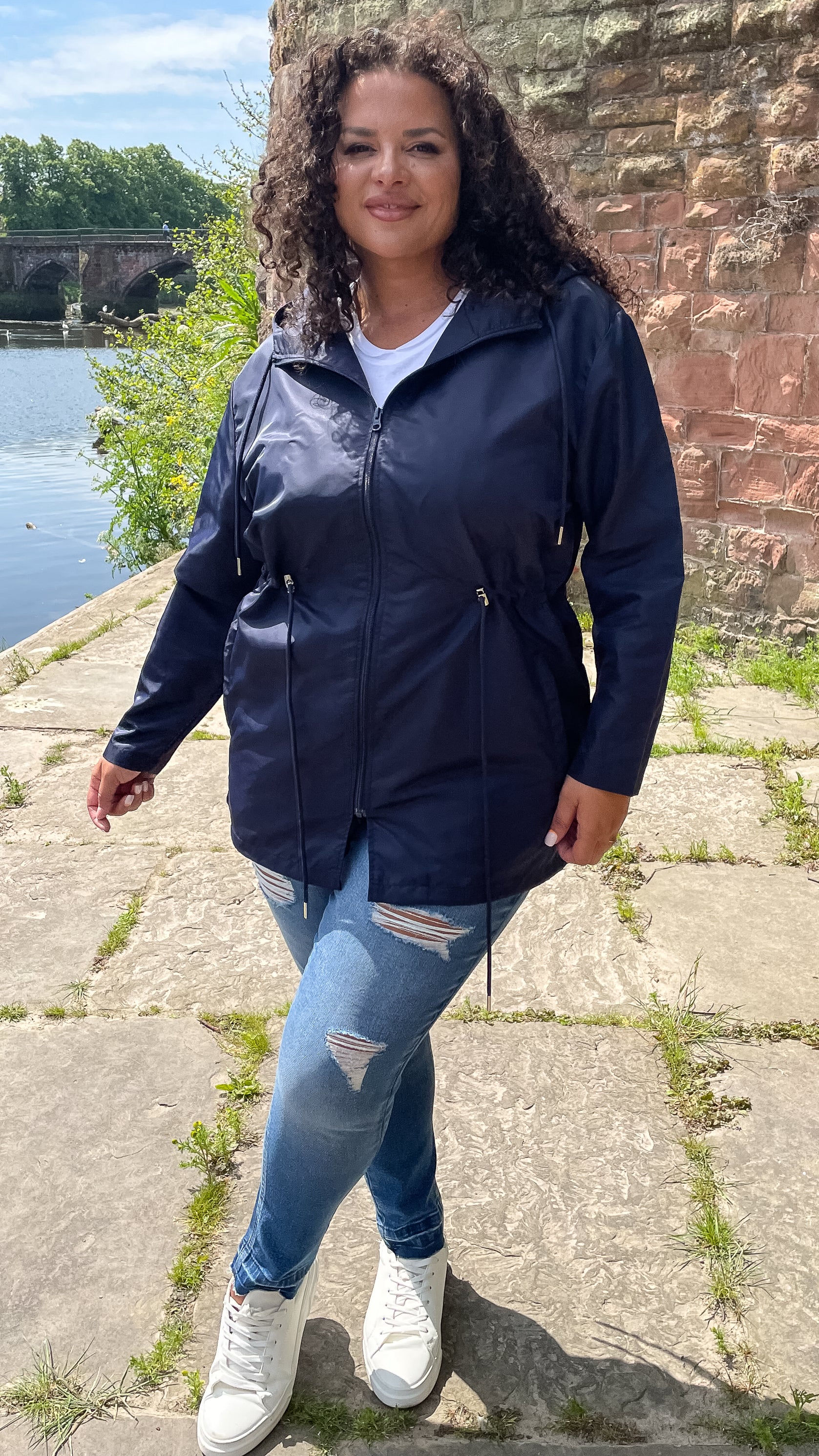 CurveWow Showerproof Parka Jacket Navy