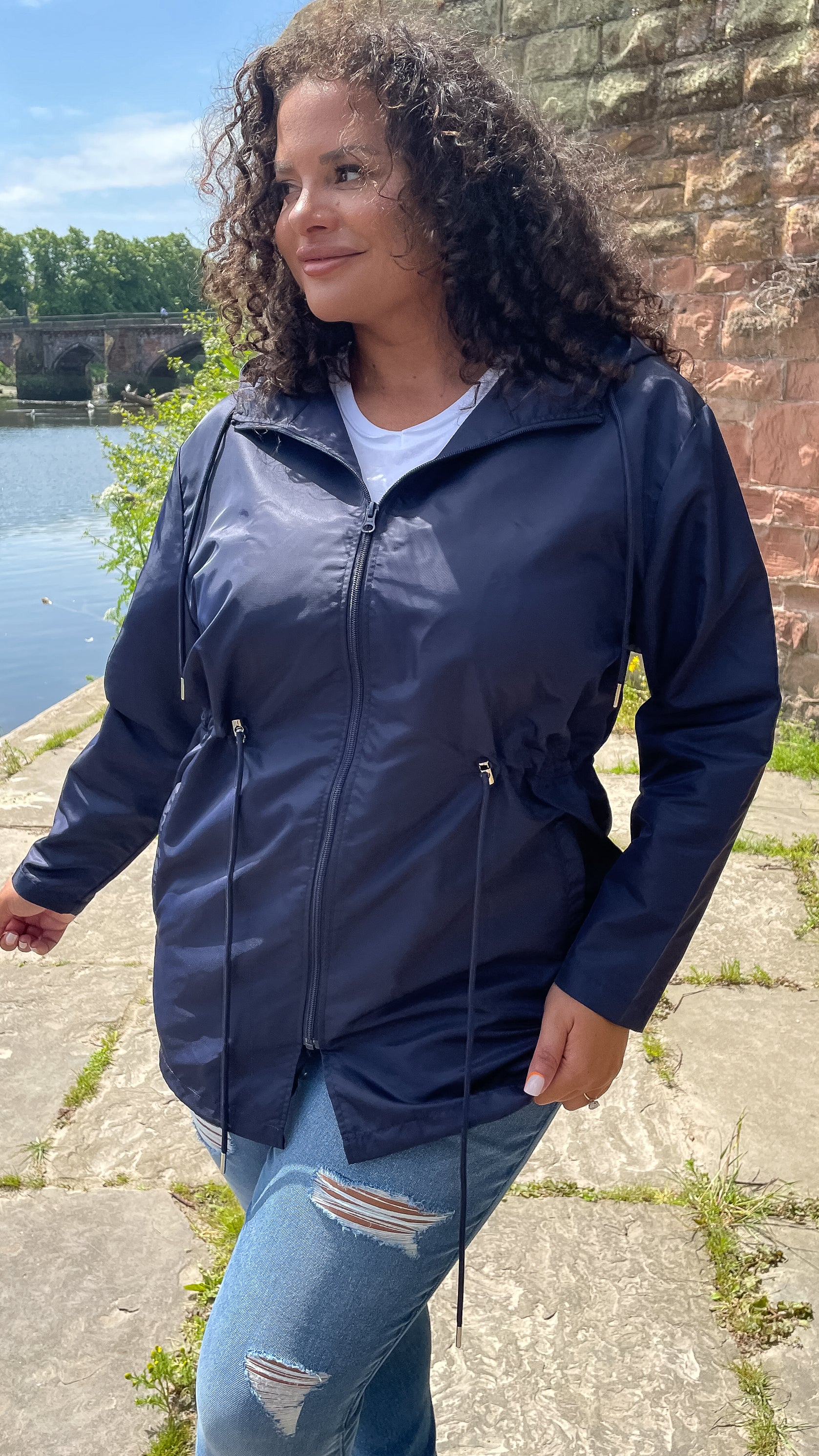 CurveWow Showerproof Parka Jacket Navy