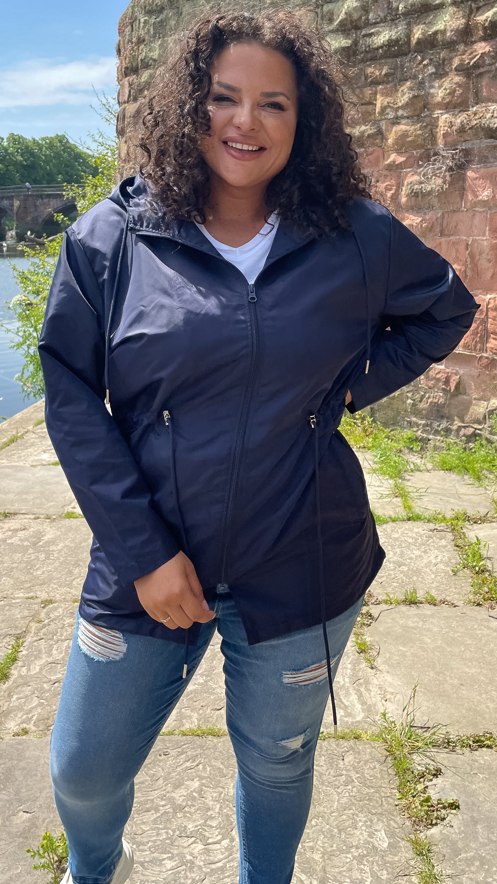 CurveWow Showerproof Parka Jacket Navy