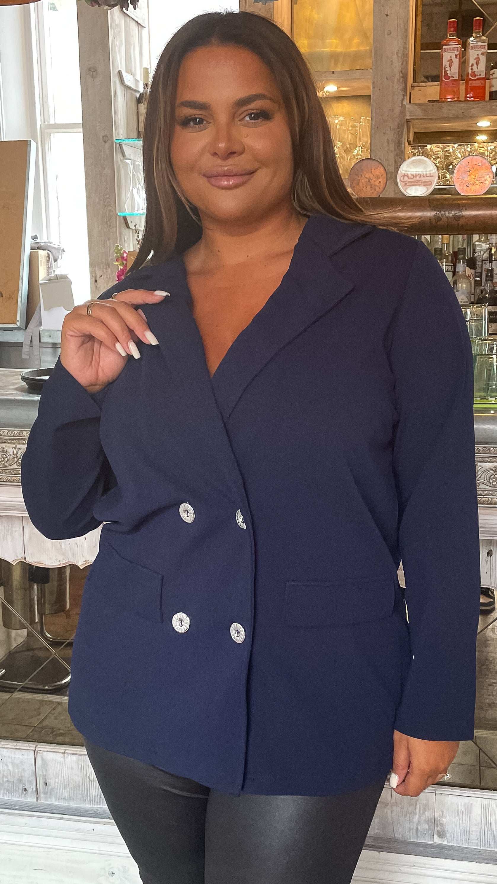 CurveWow Double Breasted Blazer Navy