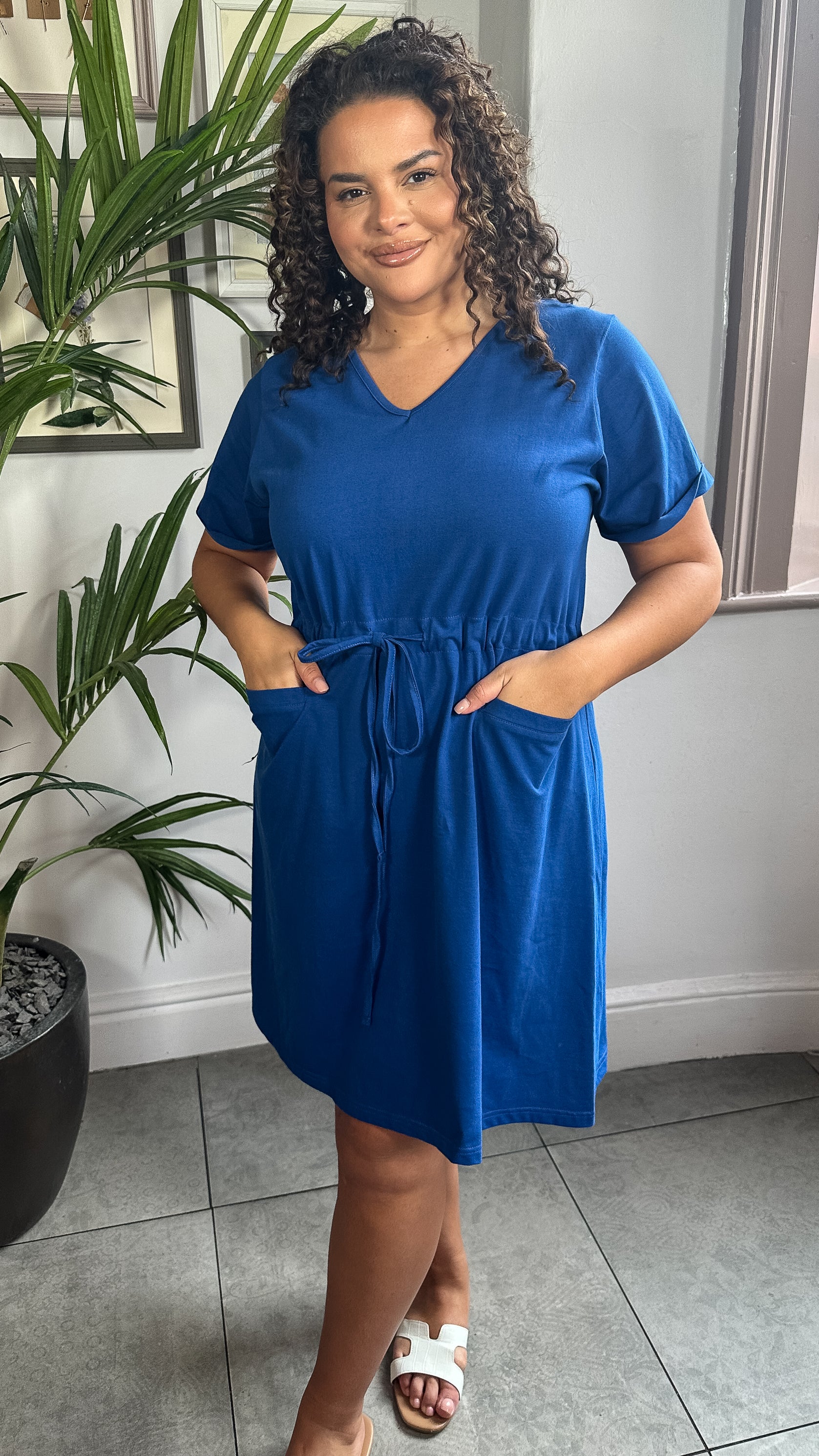cobalt blue t shirt dress Tie Front T-Shirt Dress