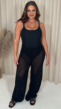 CurveWow Crochet Knitted Trouser Black