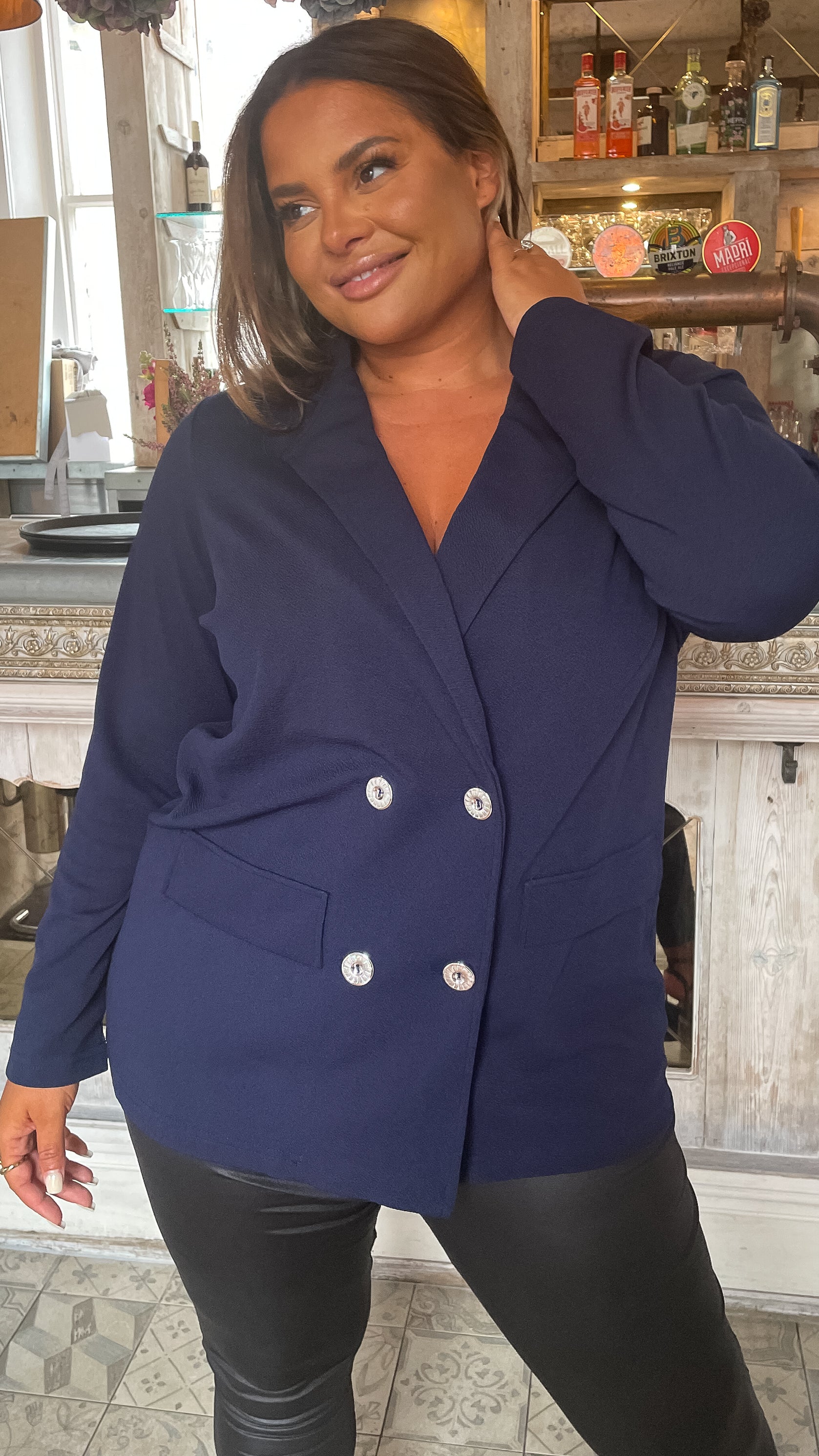 CurveWow Double Breasted Blazer Navy