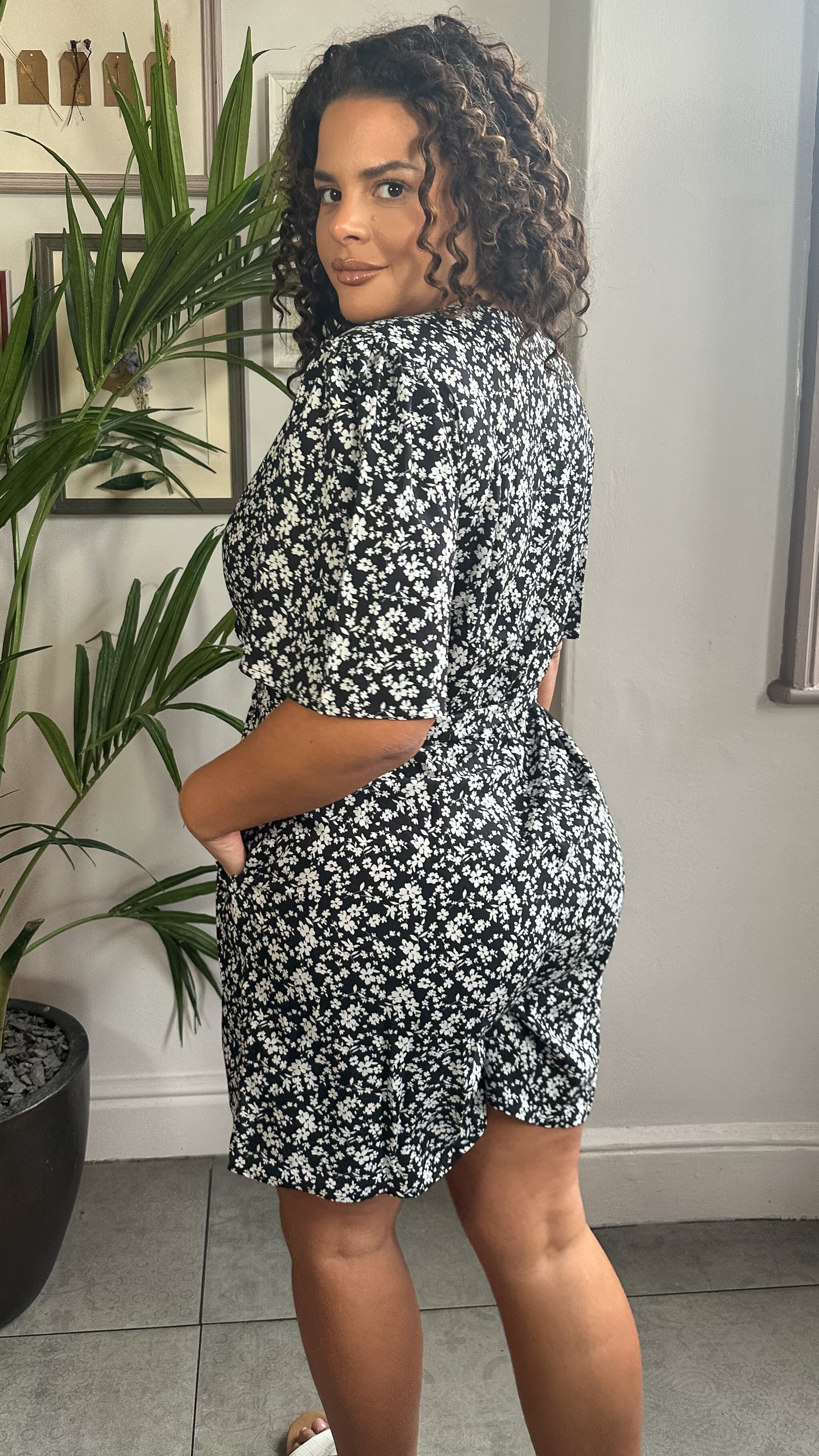 CurveWow Wrap Tie Waist Playsuit Mono