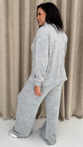 CurveWow Funnel Neck Zip Front Knitted Co-Ord Silver