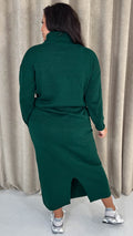 CurveWow Knitted Midi Skirt & Jumper Co-Ord Green