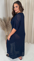 CurveWow Crochet Knitted Cardigan Navy
