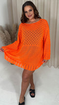 CurveWow Crochet Knitted Long Sleeve Tunic Orange