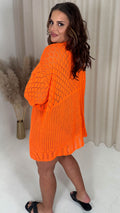 CurveWow Crochet Knitted Long Sleeve Tunic Orange