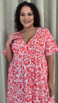 CurveWow Wrap Midi Dress Red Paisley