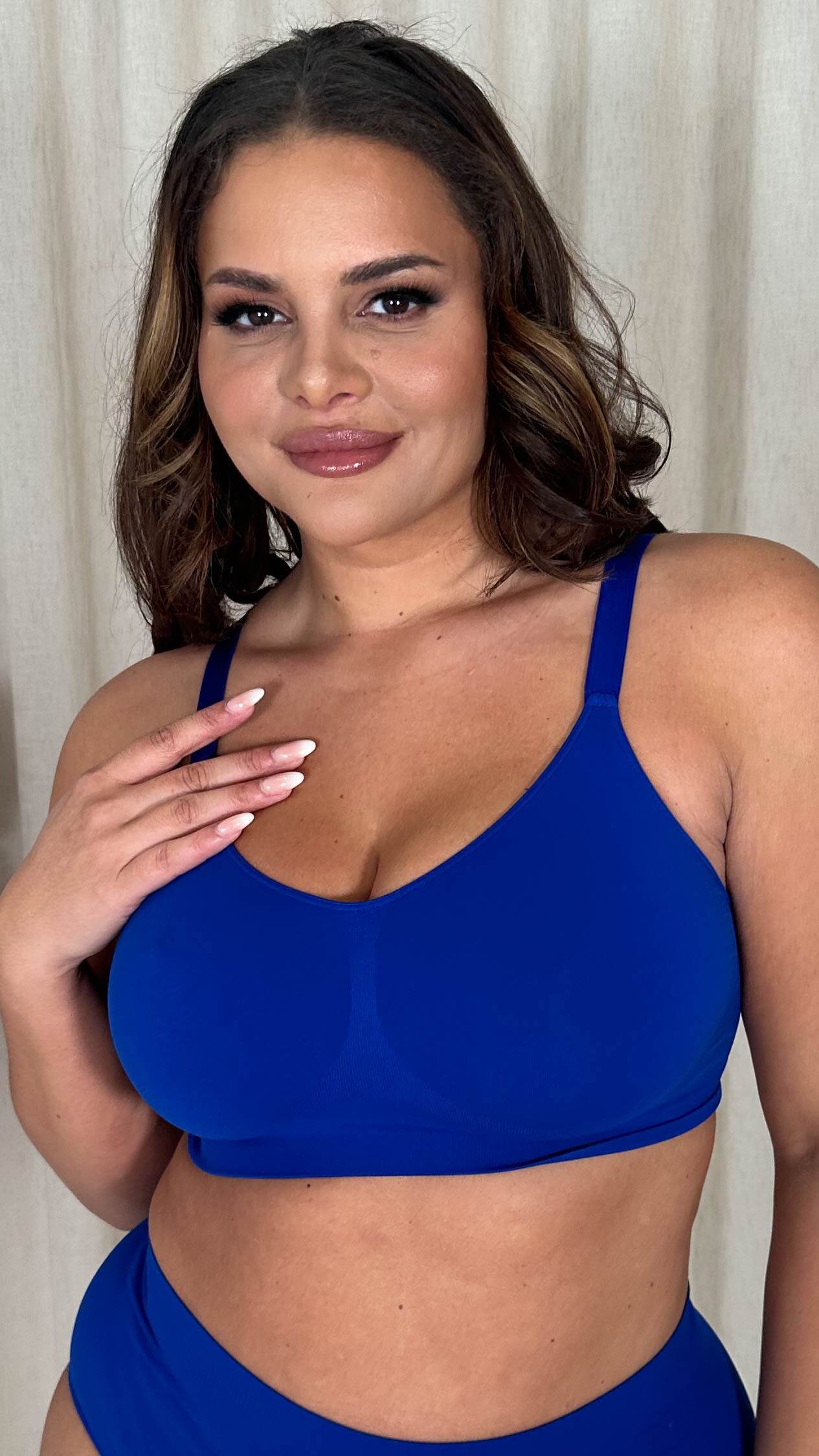 Curvy Seam Free Adjustable Comfort Bra Blue