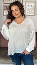CurveWow Cheese Cloth Vneck Top White