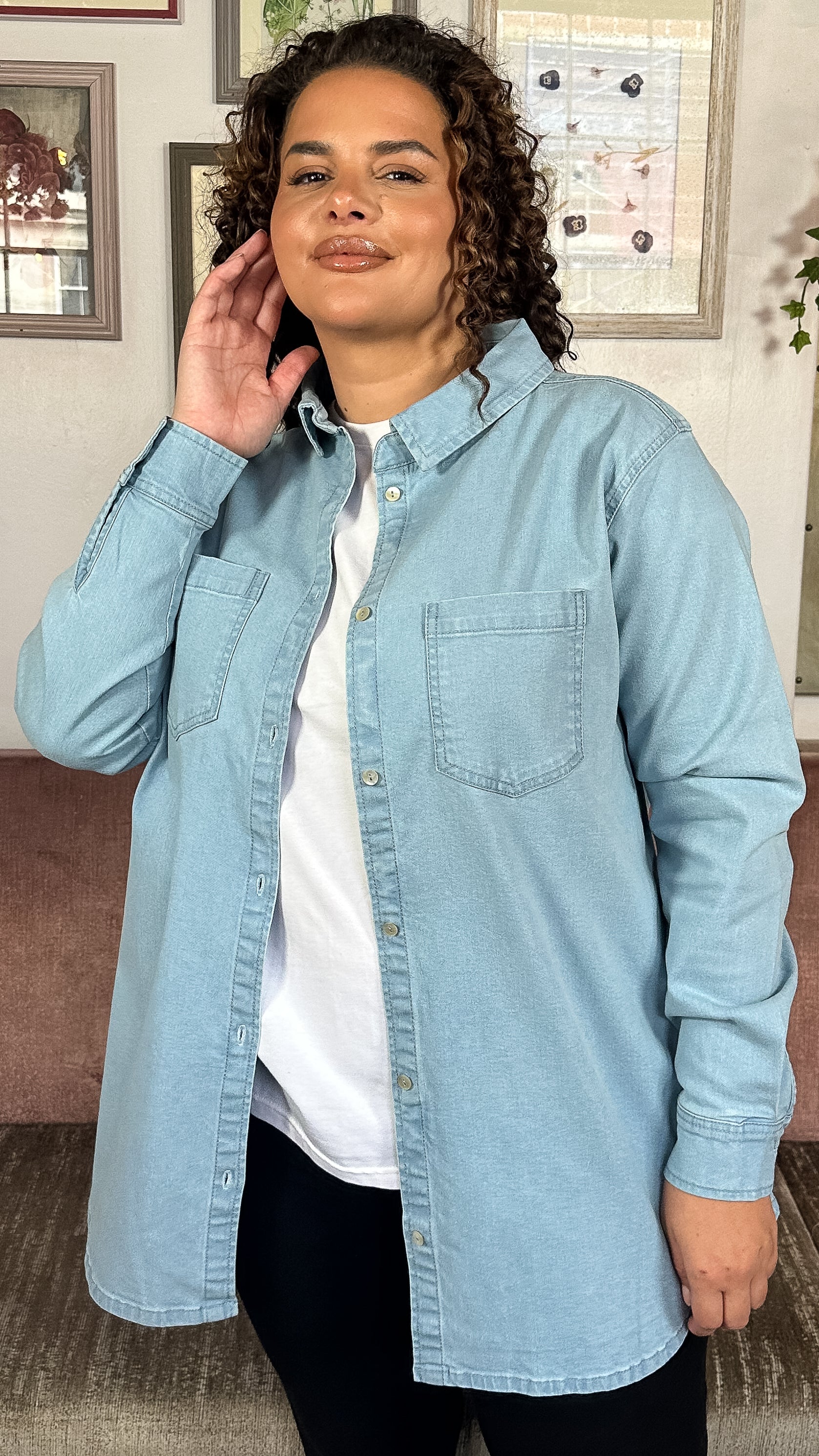 CurveWow Denim Oversized Shirt Light Wash