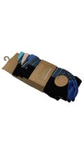 3 Pack Bamboo H&T Socks Footbed Design Blue Stripe