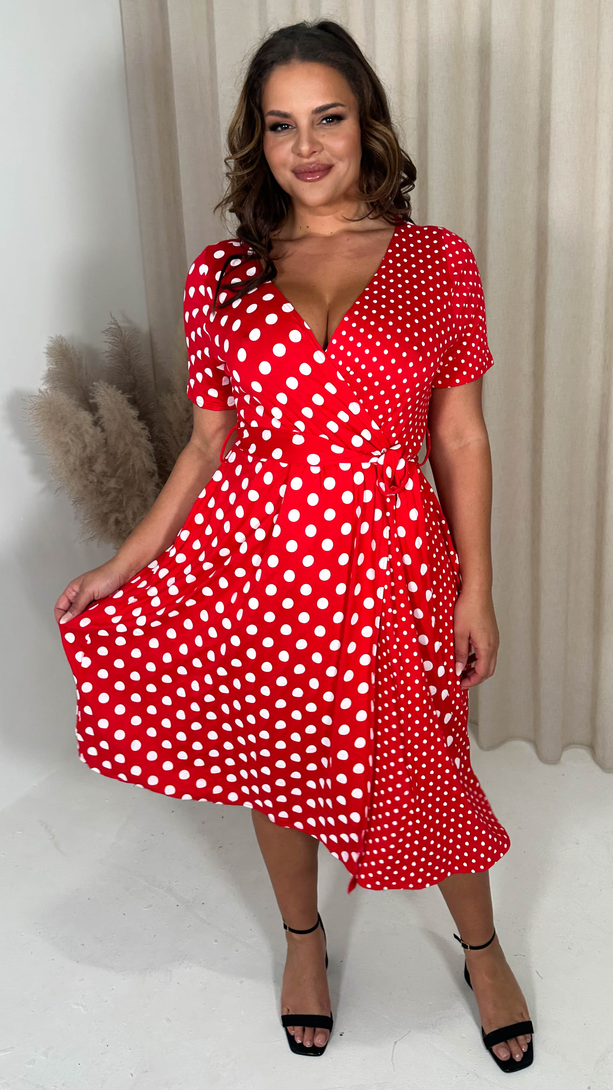 red polka dot dress uk Wrap Dress Red Polka Dot Dress Uk Wrap Front Maxi Dress In Red Black Polka Dot