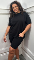 CurveWow Basic T-Shirt & Cycle Short Set Black
