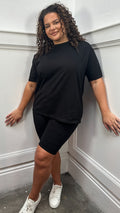 CurveWow Basic T-Shirt & Cycle Short Set Black