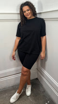 CurveWow Basic T-Shirt & Cycle Short Set Black