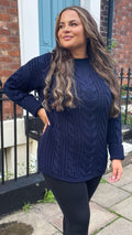 CurveWow Cable Knit Jumper Navy