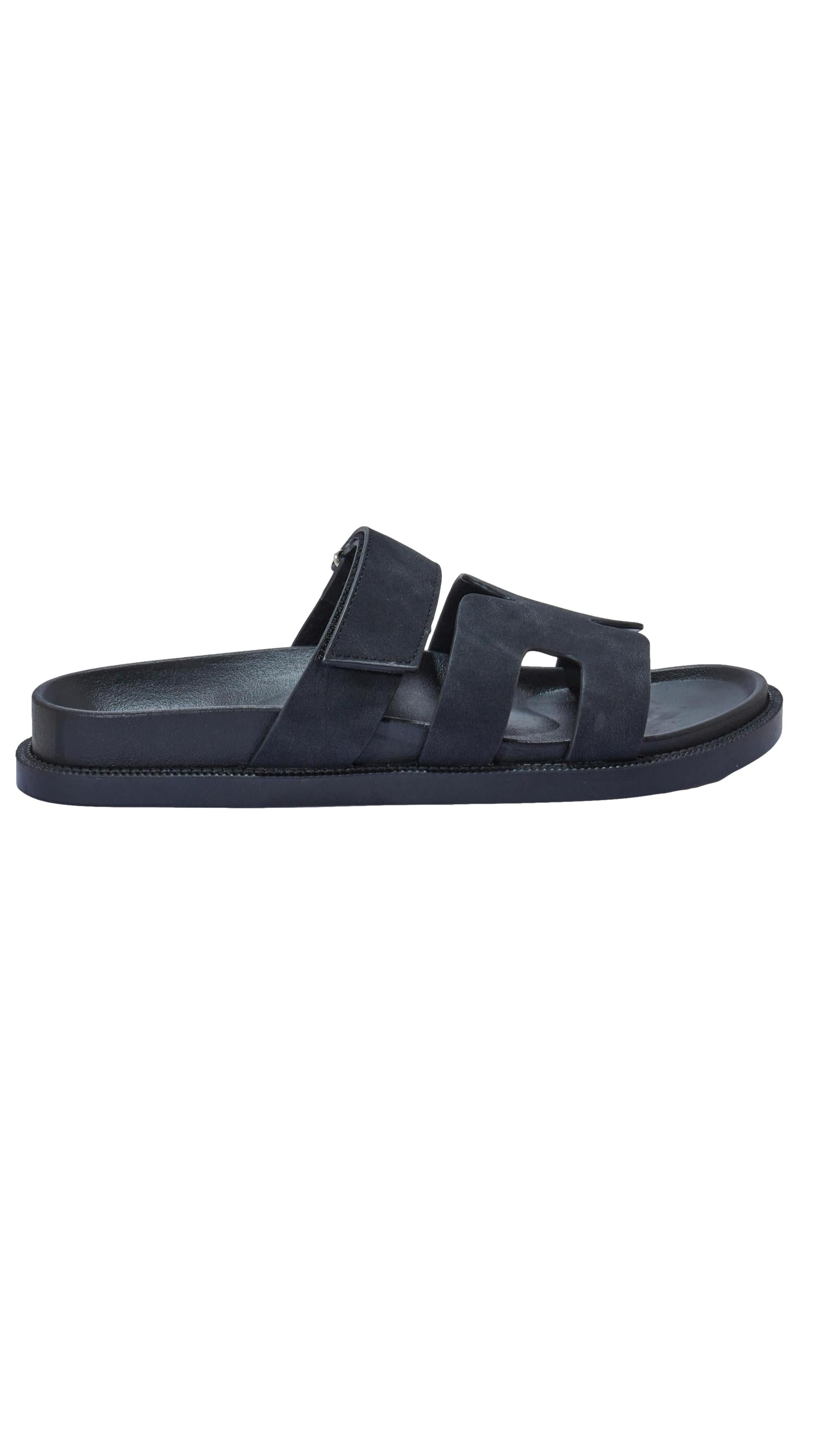 Velcro Gladiator Sandal Black Nubuck PU