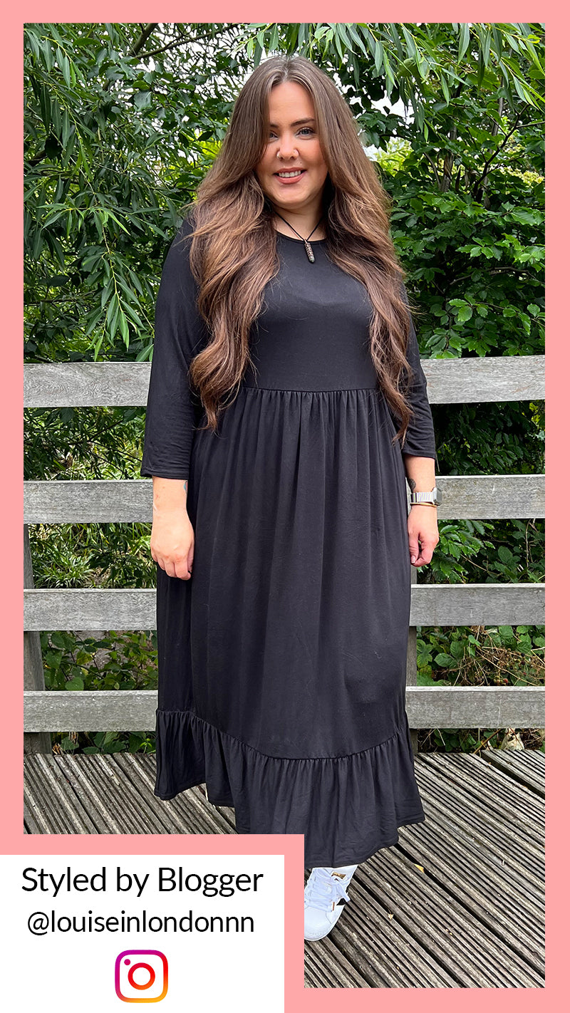 CurveWow Tiered Smock Dress Black