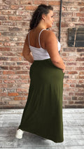 CurveWow Basic Pocket Maxi Skirt Khaki