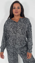 CurveWow Notch Neck Pyjama Set Animal Print