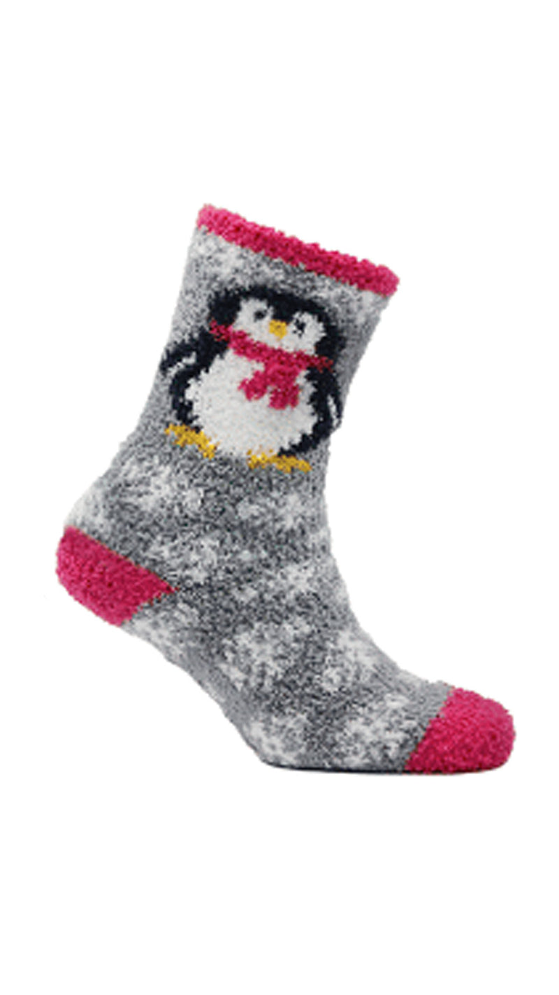 Snuggle Toes Christmas Penguin Cosy Socks With Gripper Sole