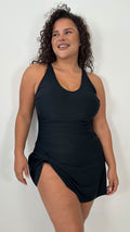 CurveWow Gathered Side Swimdress Black