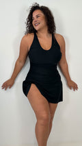 CurveWow Gathered Side Swimdress Black