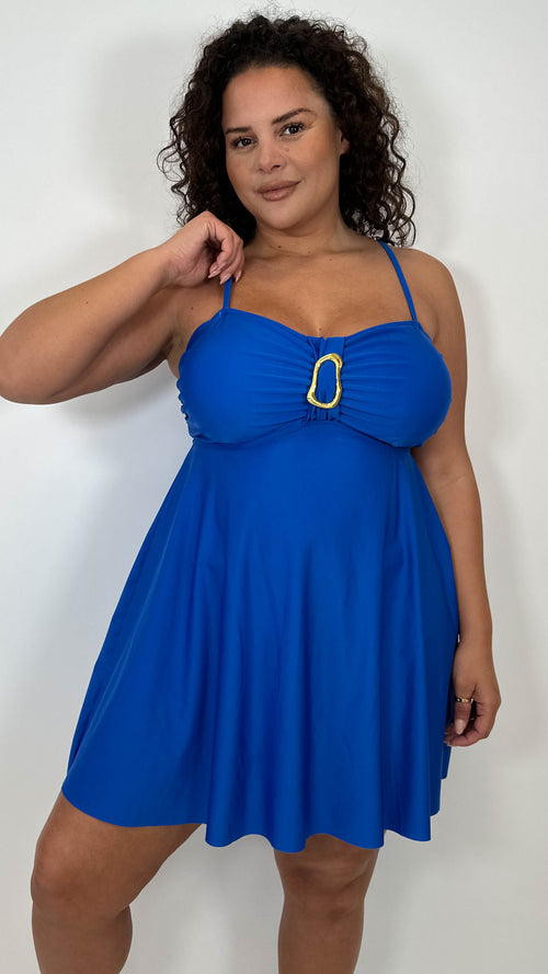 CurveWow Ring Detail Swimdress Cobalt Blue