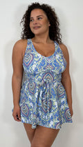 CurveWow Printed Tie Waist Swimdress Baroque Paisley