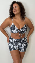 CurveWow 3 Piece Swimwear Set Black Tropical Floral