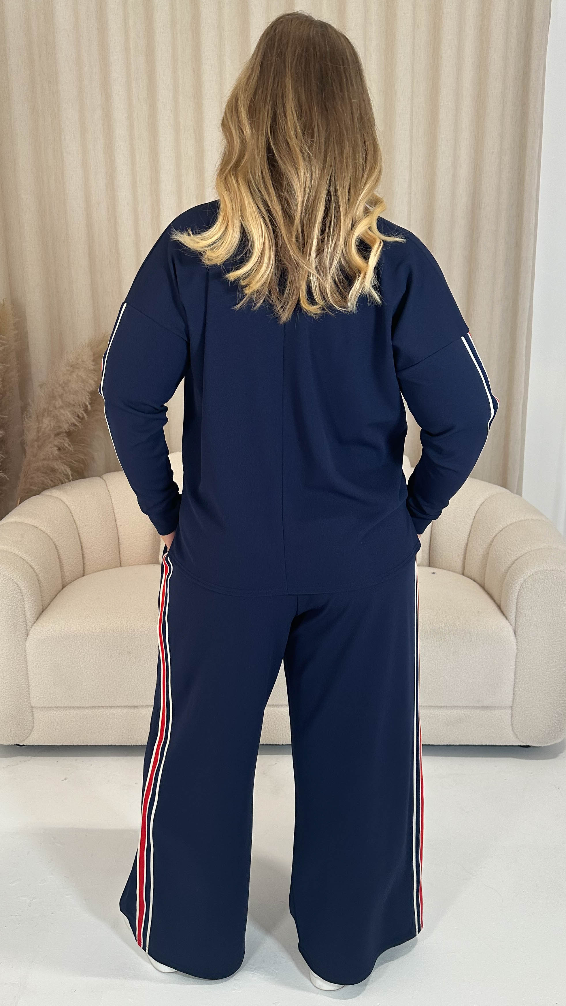 CurveWow Tape Wide Leg Trouser Navy