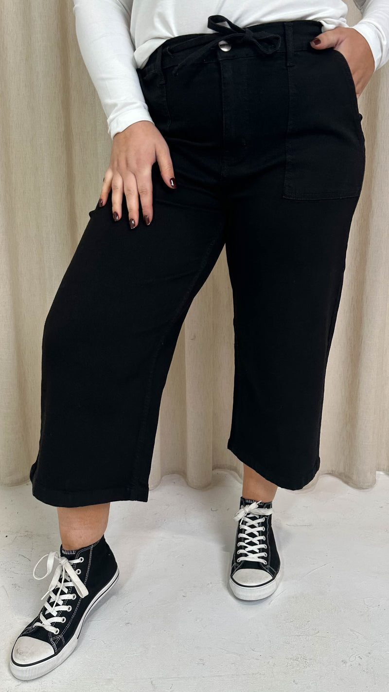 CurveWow Denim Culotte Black