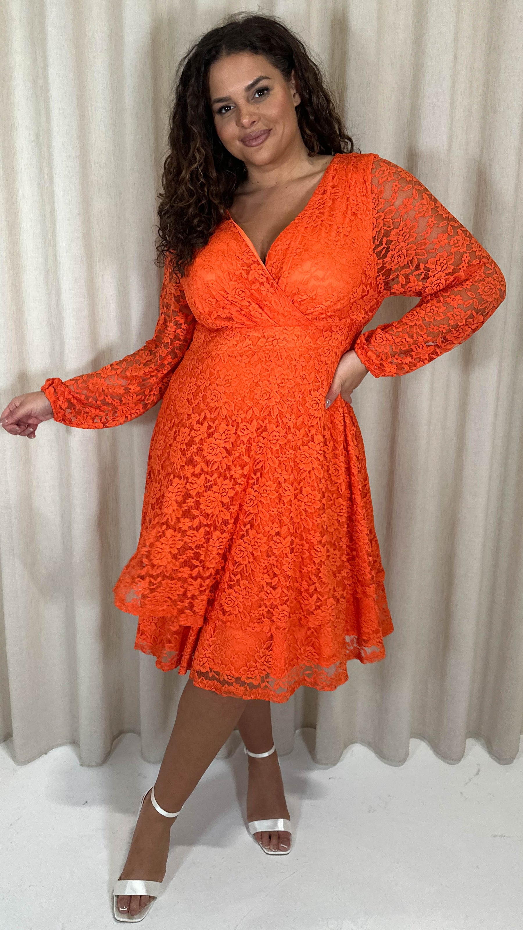 long sleeve red lace skater dress Ava & Yelly Lace Ponte Skater Dress - Big Girl - Red - Red