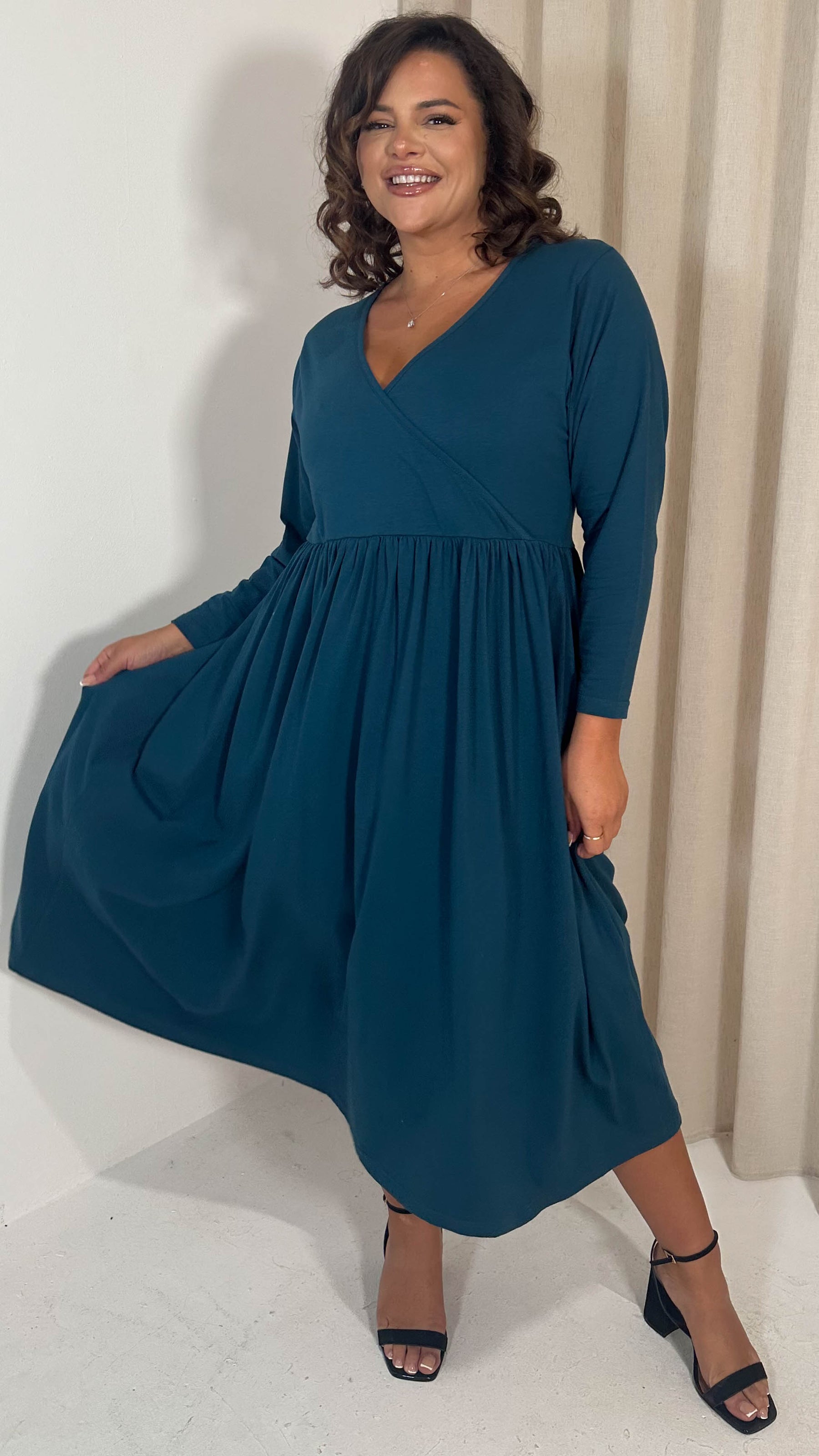 teal wrap midi dress Teal Side Tie Waist Wrap Midi Dress AX Paris US