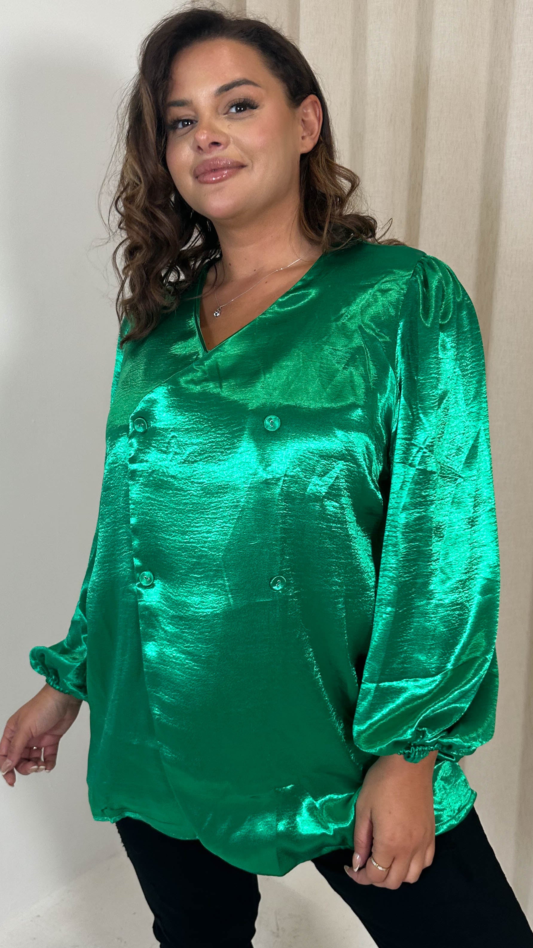 satin crossover blouse