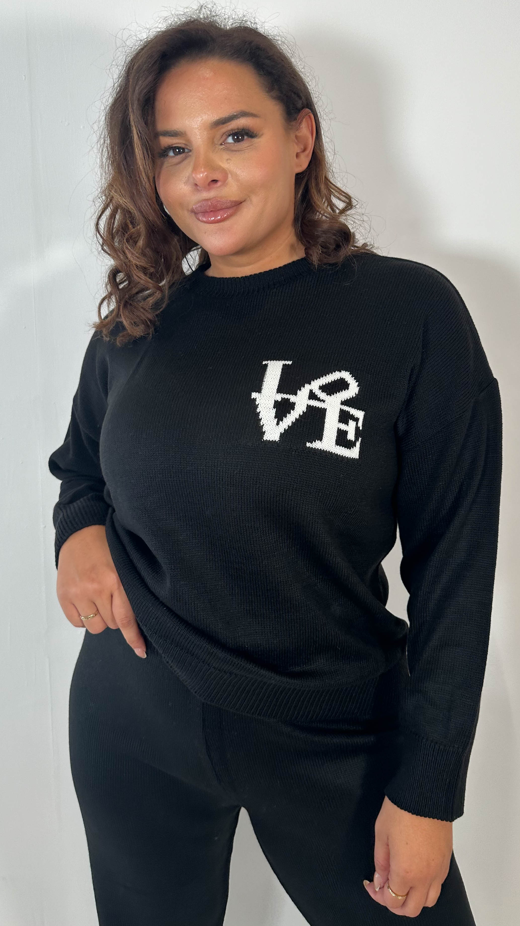CurveWow Love Knitted Co-Ord Black