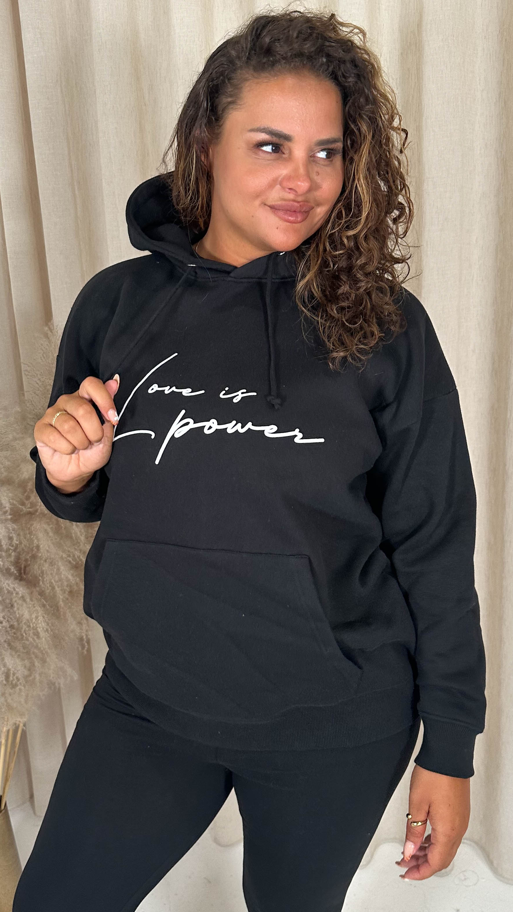 CurveWow Puff Print Hoodie Black